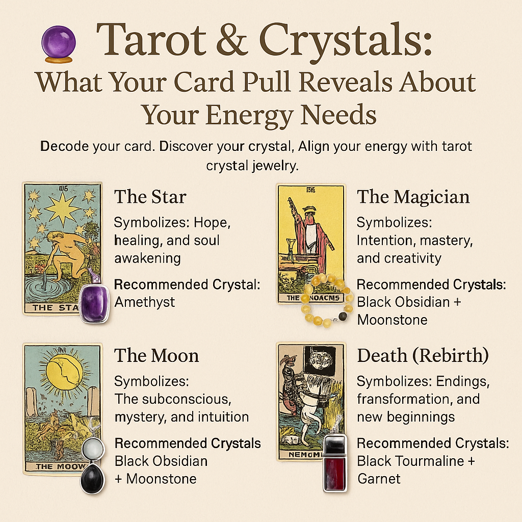 🔮 Tarot & Crystals: What Your Card Pull Reveals About Your Energy Needs Decode your card.
