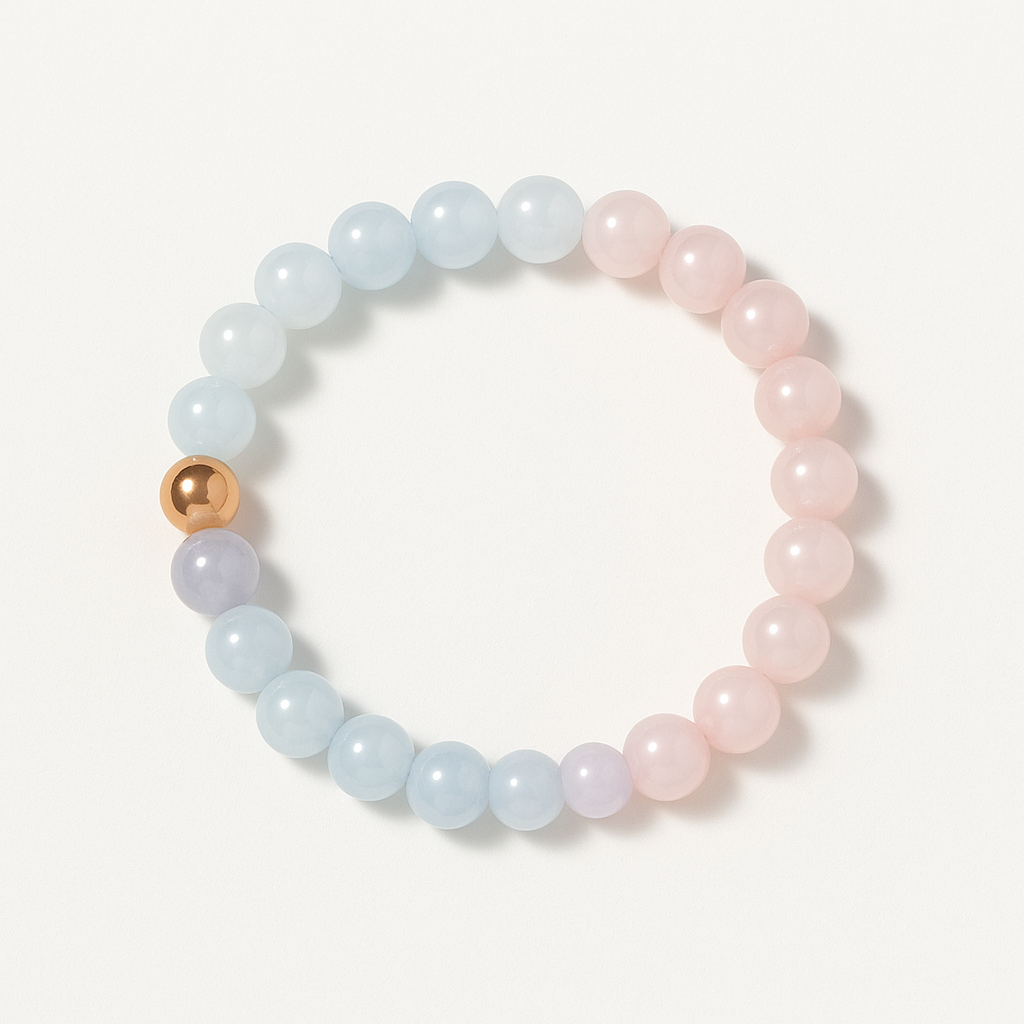 Crystal Healing Bracelet – Gradient Pastel Beads with Gold Accent | Tarot Energy Jewelry