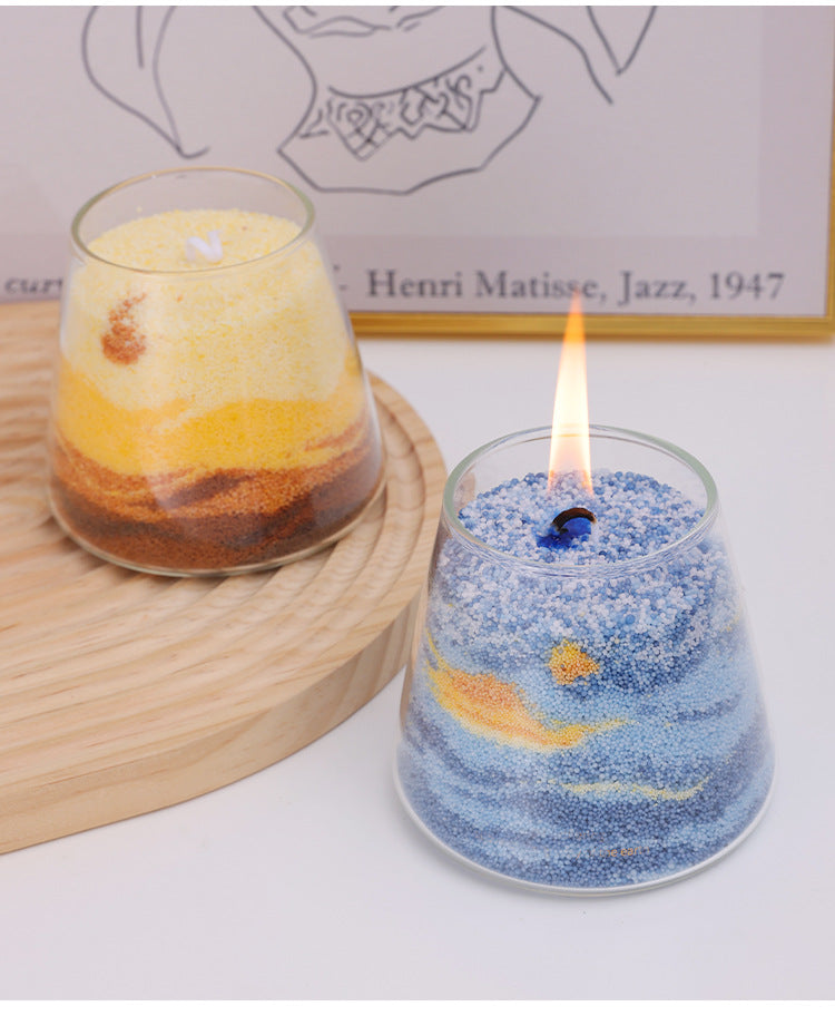 DIY Art Sand painting Scented Candle Set | 2 random crystals included | Blue Wind Chime/Hilton/Shangri-La multi-scented options available