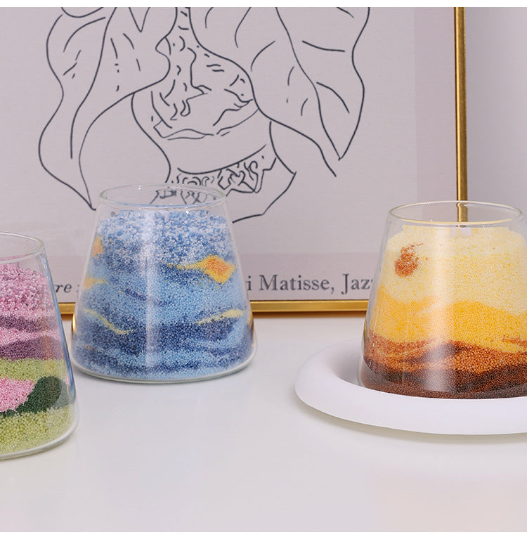 DIY Art Sand painting Scented Candle Set | 2 random crystals included | Blue Wind Chime/Hilton/Shangri-La multi-scented options available